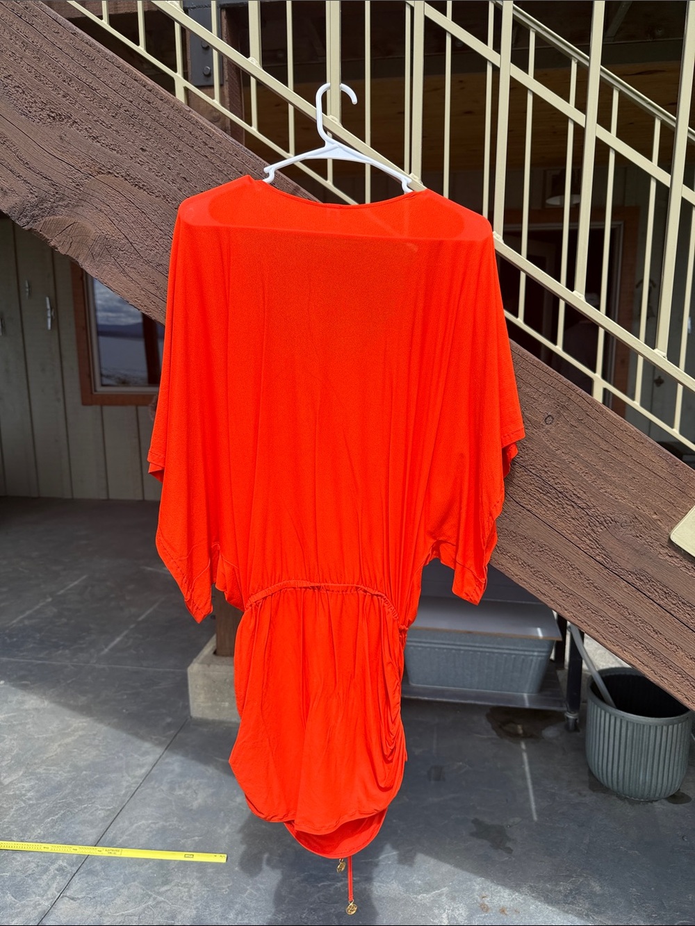 Luli Fama size MED coverup. Bright Orange Scoop-Neck Drawstring Dress - Picture 2 of 8